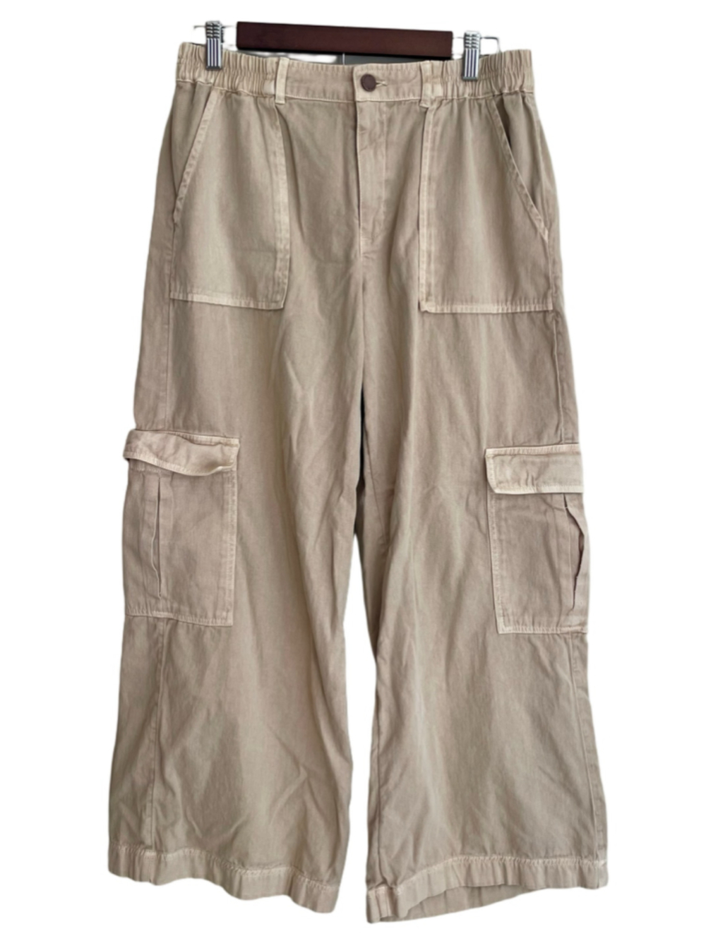 O’Neill Brexton Cargo Pants Women M Beige Tan Wide Leg Utility Cotton